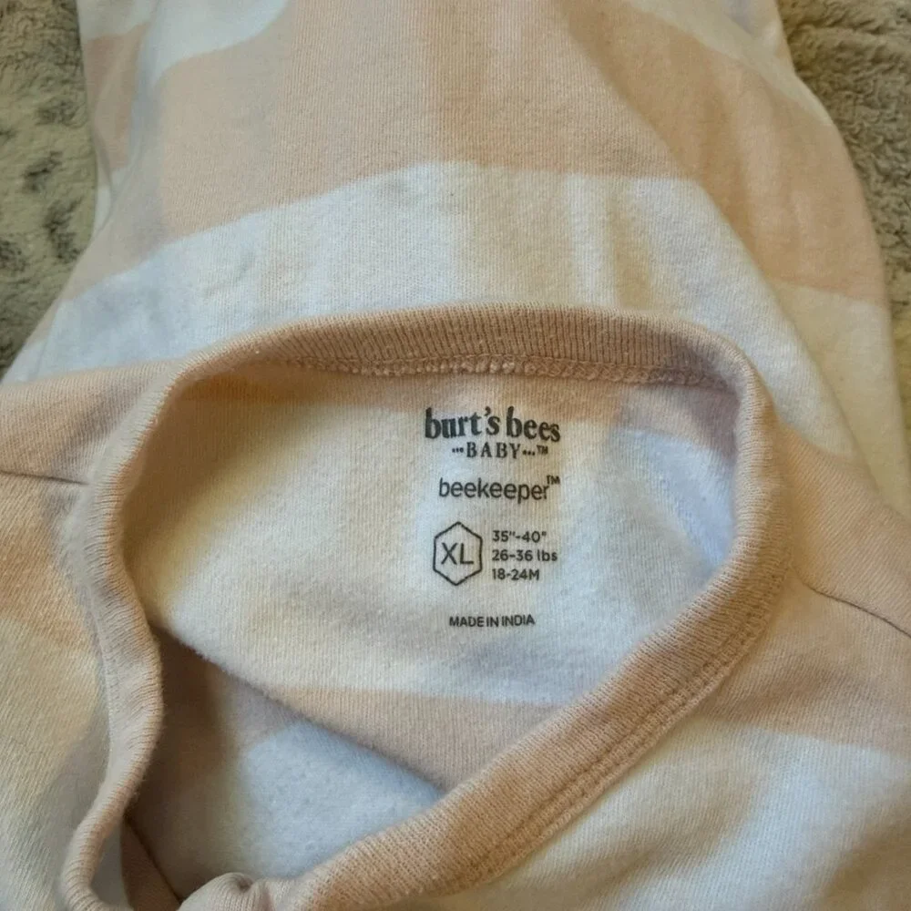 Burt's Bees Baby Beekeeper pink white striped sleepsack girls 18-24 months